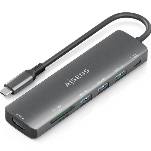 USB-C DOCK AISENS 7 EN 1 USB-C A HDMI 3XUSB-A USB-C PD 100W SD MICRO SD