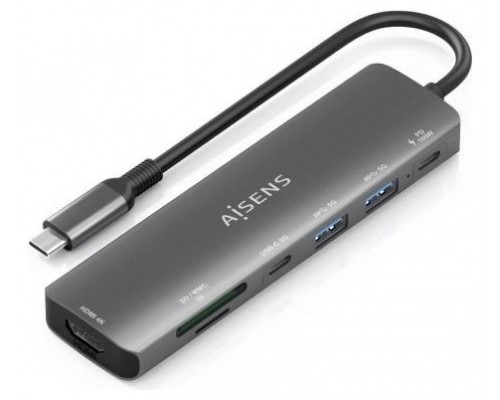 USB-C DOCK AISENS 7 EN 1 USB-C A HDMI 2XUSB-A USB-C PD 100W SD MICRO SD