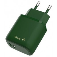 CARGADOR HUNE ECO 2 PUERTOS 20W USB-C USB-A BOSQUE