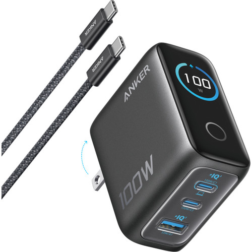 CARGADOR DE PARED ANKER 100W 3 PUERTOS CON PANTALLA INTELIGENTE NEGRO-DI14 CARGADOR DE PARED ANKER 100W 3 PUERTOS CON PANTALLA INTELIGENTE NEGRO