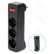 ENCHUFE DE CONVERSION ALEMAN 1 A 3 16A CON INTERRUPTOR NEGRO AIGOSTAR (Espera 4 dias)