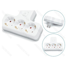 ENCHUFE DE CONVERSION ALEMAN 1 A 3 16A CON INTERRUPTOR BLANCO/GRIS AIGOSTAR (Espera 4 dias)