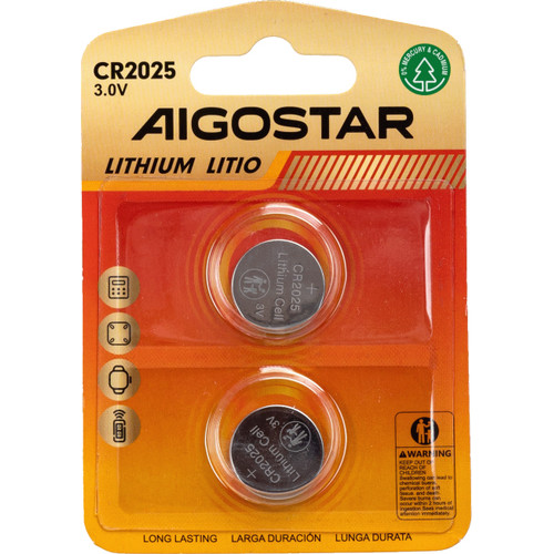 PILA DE BOTON CR2025 3V 2 UDS AIGOSTAR (Espera 4 dias)