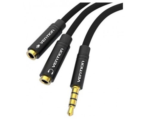 CABLE AUDIO ESTEREO JACK 3.5/M 2xJACK 2.5/H 0.3 M NEGRO VENTION (Espera 4 dias)