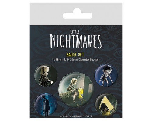 SET DE CHAPAS (5 UNIDADES) LITTLE NIGHTMARES II MEDIDAS: 1 X 3,8 CM/ 4 X 2,5CM PYRAMID REDSTRING BP80755