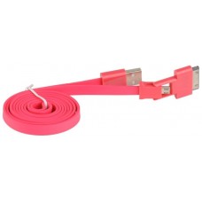 CABLE 3GO USB A MICRO USB Y APPLE 30 PIN PLANO ROJ