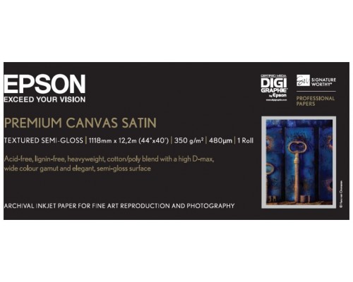 Epson GF Papel Premium Canvas Satin, 44"  x 12.2m, 350g/m2