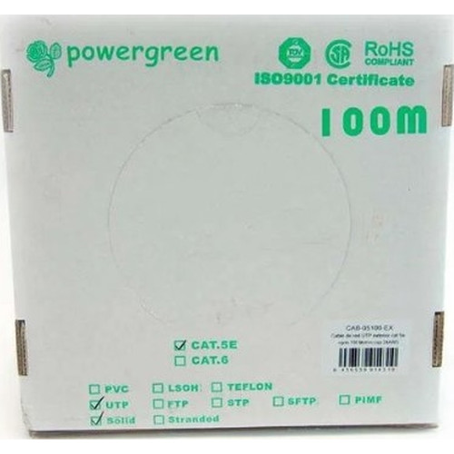 BOBINA DE CABLE PEPEGREEN CAT5e 100M RIGIDO EXTER-GK9 BOBINA DE CABLE PEPEGREEN CAT5e 100M RIGIDO EXTER