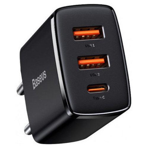 BASEUS COMPACT QUICK CHARGER 2U+C 30W EU BLACK