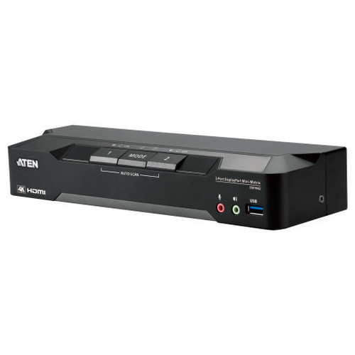ATEN 2-PORT 4K DISPLAYPORT DUAL DISPLAY MINI-MATRIX BOUNDLESS KVM SWITCH WITH USB PERIPHERAL SUPPORT (CM1942-AT-G)-MR107 ATEN 2-PORT 4K DISPLAYPORT DUAL DISPLAY MINI-MATRIX BOUNDLESS KVM SWITCH WITH USB PERIPHERAL SUPPORT (CM1942-AT-G)