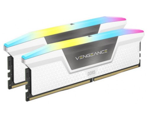 MEMORIA CORSAIR DDR5 64GB 2X32GB PC6000 VENGEANCE RGB BLANCA CMH64GX5M2B6000Z30W