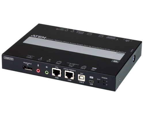 Aten 1 switch KVM a través de IP DisplayPort 4K de un solo puerto para acceso a recurso compartido local/remoto