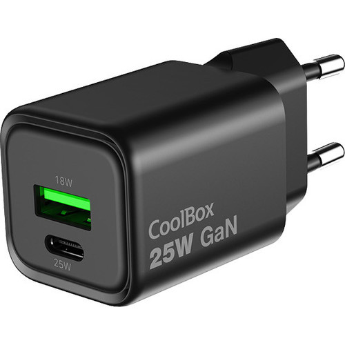 CARGADOR GAN 25W 1XUSB-C PD3.0 1XUSB-A QC3.0 NEGRO-CN1 CARGADOR GAN 25W 1XUSB-C PD3.0 1XUSB-A QC3.0 NEGRO
