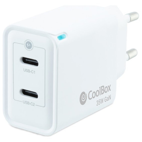 Coolbox Cargador Gan 35W USB-C/USB-C PARED-IA3 Coolbox Cargador Gan 35W USB-C/USB-C PARED