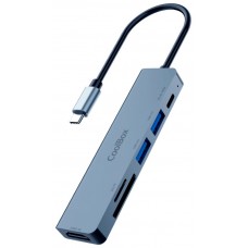 COOLBOX MINIDOCK C61 ALUMINIO USB-C A HDMI 4K/2xUSB-A/USB-C PD/SD/MICROSD PC/MAC/CONSOLAS