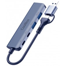 COOLBOX HUB ALUMINIO USB-C/A - 2x USB-C + 2x USB-A 3.2 GEN1