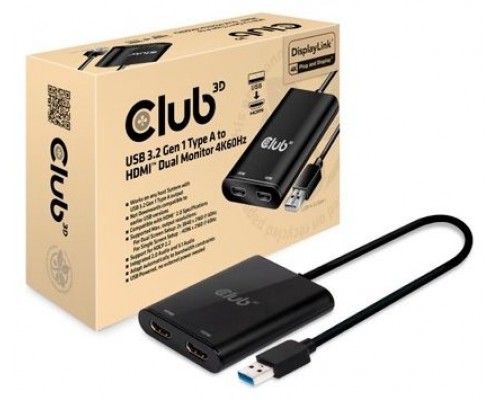 VIDEO SPLITTER CLUB3D USB-A A DUAL HDMI