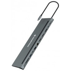 CONCEPTRONIC ADAPTADOR USB-C 12IN1 HDMIx2 DISPLAYPORT GIGABIT USB-C DATOS USB-A AUDIO LAN LECTOR TARJETAS DONN17G