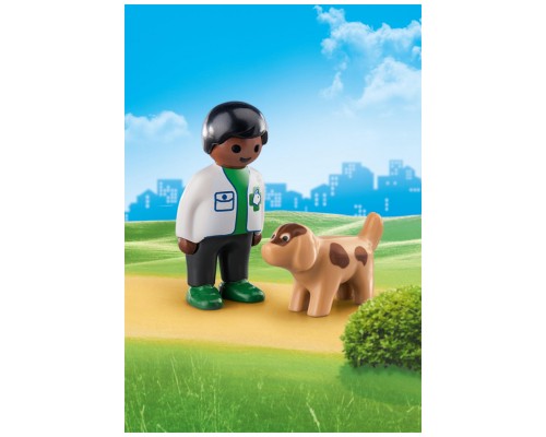 Playmobil 1.2.3 veterinario con perro