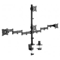 AISENS - SOPORTE DE MESA ECO GIRATORIO E INCLINABLE PARA 4 MONITORES 8KG (4 PIVOTES, 2 BRAZOS) DE 13-27, NEGRO