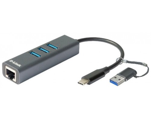 HUB D-LINK USB-C a 3xUSB 3.0, RJ45 Gigabit