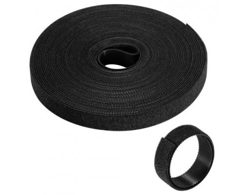 EWENT ROLLO DE BRIDA NYLON HOOP -LOOP REUTILIZABLE TIPO VELCRO 15MM X 10M, 97-15MM, NEGRO