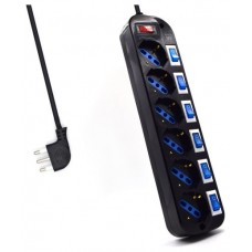 Ewent EW3850 limitador de tensi&oacute;n Negro 6 salidas AC 220 V 1,5 m