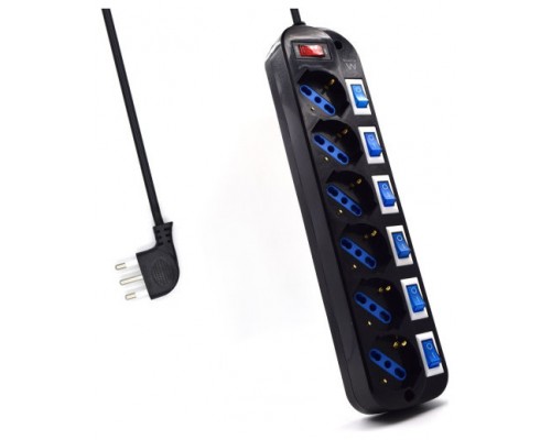 Ewent EW3850 limitador de tensi&oacute;n Negro 6 salidas AC 220 V 1,5 m