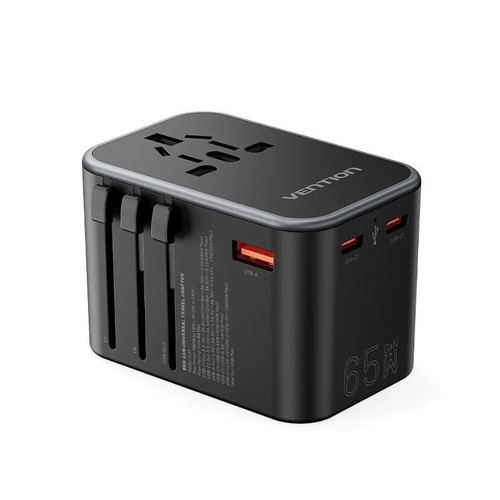 CARGADOR PARED UNIVERSAL TOMA DE CORRIENTE/2xUSB-C/USB-A 65W NEGRO VENTION (Espera 4 dias)-SX10 CARGADOR PARED UNIVERSAL TOMA DE CORRIENTE/2xUSB-C/USB-A 65W NEGRO VENTION (Espera 4 dias)