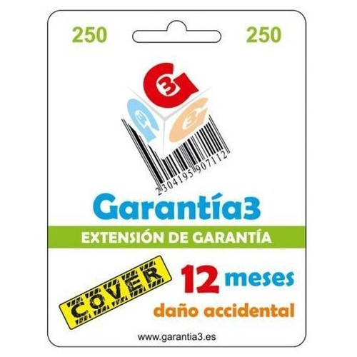 GARANT&Iacute;A3 COVER 250 / GARANT&Iacute;A POR ROTURA Y DA&Ntilde;O ACCIDENTAL DE 1 A&Ntilde;O HASTA 250&euro;