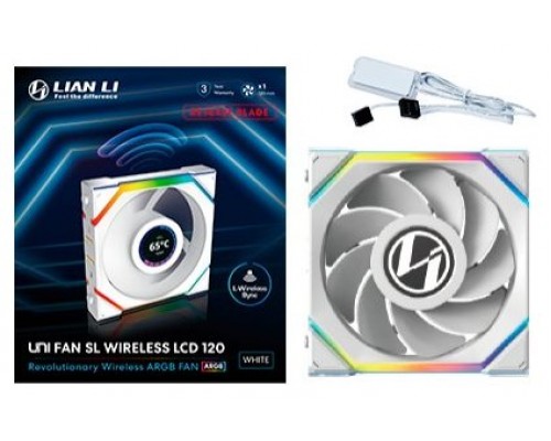 VENTILADOR 120X125 LIAN LI UNIFAN SL WIRELESS LCD RV WH