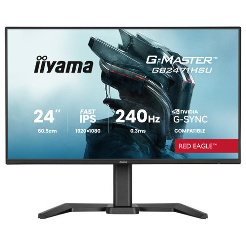 MONITOR IIYAMA 24 PULGADAS RESOLUCION FULL HD (1920X1080), PANEL FAST IPS, 0,8 MS (MPRT), 240 HZ, BRILLO 250, CONTRASTE 1100:1, HDMI, DISPLAYPORT, USB HUB, ALTAVOCES, FLICKER-FREE, LOW BLUE LIGHT, FREE SYNC PREMIUM