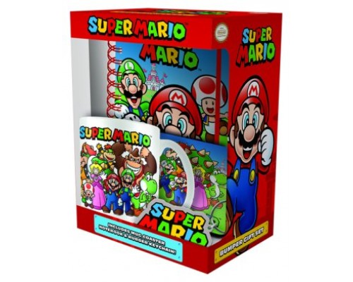 SET DE REGALO TAZA, CUADERNO, LLAVERO Y POSAVASOS SUPER MARIO PYRAMID REDSTRING GP85388