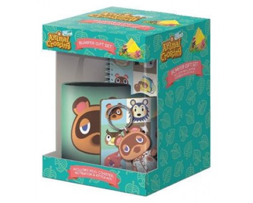 SET DE REGALO TAZA, CUADERNO, LLAVERO Y POSAVASOS ANIMAL CROSSING NEW HORIZON FACES PYRAMID REDSTRING GP85812