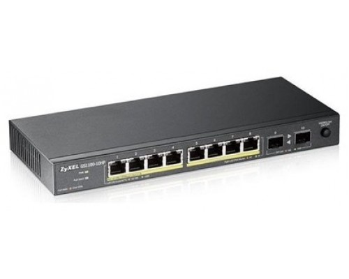 Zyxel GS1100-10HP No administrado Gigabit Ethernet (10/100/1000) Energía sobre Ethernet (PoE) 1U Negro