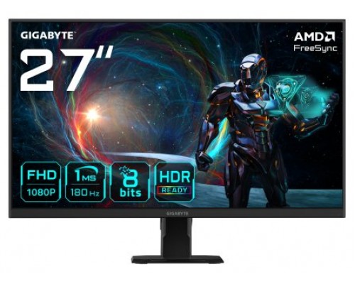 GIGABYTE GS27FA Monitor para juegos de 27” FHD - 1920 x 1080 (FHD), 180Hz, 1ms, 300 cd/m², FreeSync, HDR Ready, HDMI 2.0