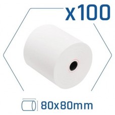 Pack 100 rollos papel térmico sin BPA 80x80mm