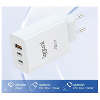 iggual Cargador triple USB-A + 2 x tipo C GaN 65W-3IA iggual Cargador triple USB-A + 2 x tipo C GaN 65W