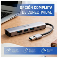 iggual Hub USB-A 5 puertos 3xUSB + RJ45 + tipo C-3IA iggual Hub USB-A 5 puertos 3xUSB + RJ45 + tipo C