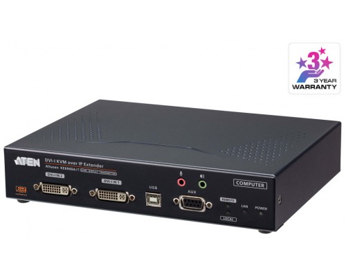 ATEN Transmisor de KVM DVI-I a través de IP de doble pantalla con acceso a Internet