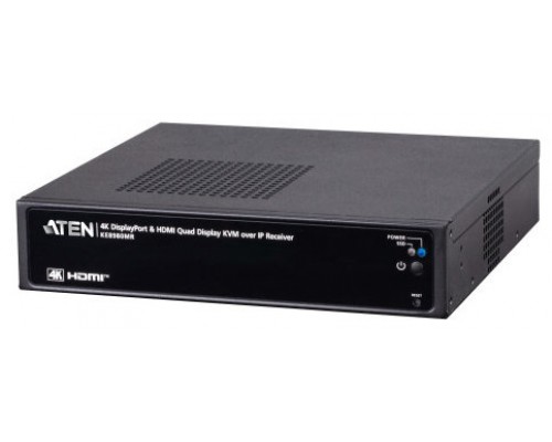 ATEN PREMIUM MODEL (CONSULTAR) USB 4K HDMI AND DISPLAYPORT QUAD-DISPLAY KVM OVER IP RECEIVER WITH MULTI-VIEWER AND VIRTUAL MACHINE ACCESS (KE8980MR-AX-G)