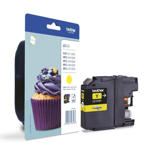 Cartucho tinta brother lc123y amarillo 600-MR3 Cartucho tinta brother lc123y amarillo 600