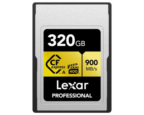 LEXAR 320GB PROFESSIONAL CFEXPRESS TYPE A CARD GOLD SERIE, UP TO 900MB/S READ 800MB/S WRITE. VPG 400