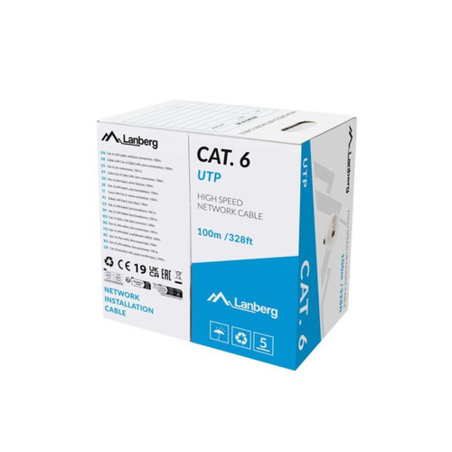 BOBINA CABLE DE RED LANBERG RJ45 CAT.6 UTP SOLIDO CU CPR 100M GRIS FLUKE PASSED-DI21 BOBINA CABLE DE RED LANBERG RJ45 CAT.6 UTP SOLIDO CU CPR 100M GRIS FLUKE PASSED