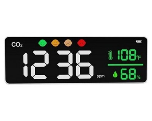MEDIDOR CO2 DE PARED SENSOR NDIR LEOTEC LCD TEMPERATURA Y HUMEDAD 3000mAh ALARMA
