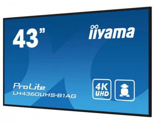 iiyama PROLITE Pizarra de caballete digital 108 cm (42.5") LED Wifi 500 cd / m² 4K Ultra HD Negro Procesador incorporado Android 11 24/7