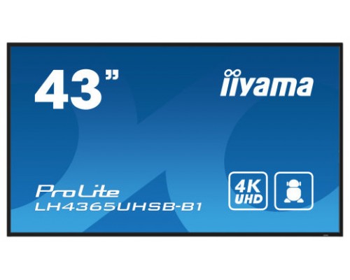 iiyama LH4365UHSB-B1 pantalla de señalización Diseño de quiosco 108 cm (42.5") LED Wifi 800 cd / m² 4K Ultra HD Negro Procesador incorporado Android 11 24/7