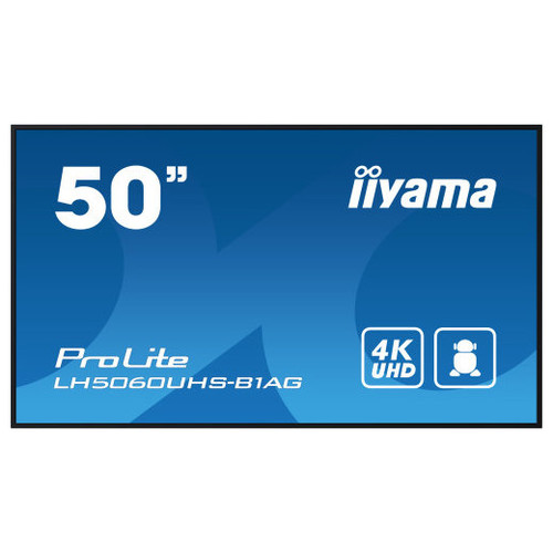 MONITOR IIYAMA 50" 3840X2160, UHD, 500CD/M2, LANDSCAPE PORTRAIT, MM 2X 10W, 3X HDMI, USB 2.0 X2, WIFI, LAN, MEDIA PLAY USB, CONTROL LAN / RS232C, IISIGNAGE2 (CMS/DMS), E-SHARE,ANDROID 11 OS, 24/7,VESA MOUNT 300X400(SOPORTE PARED INCLUIDO) (LH5060UHS--MR87 MONITOR IIYAMA 50" 3840X2160, UHD, 500CD/M2, LANDSCAPE PORTRAIT, MM 2X 10W, 3X HDMI, USB 2.0 X2, WIFI, LAN, MEDIA PLAY USB, CONTROL LAN / RS232C, IISIGNAGE2 (CMS/DMS), E-SHARE,ANDROID 11 OS, 24/7,VESA MOUNT 300X400(SOPORTE PARED INCLUIDO) (LH5060UHS-
