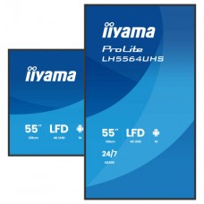 IIYAMA MONITOR 55" 3840x2160, UHD VA DLED  500cd/m, HORIZ Y VERT, MM 2x 10W, 2x HDMIx 1x USB-C, USB 2.0 x2, WiFi, LAN, Media Play USB Port, Control LAN / RS232C, Android 14 OS, 24/7 Operation, VESA Mount 400x400 - wallmount included (LH5564UHS-B1AG)
