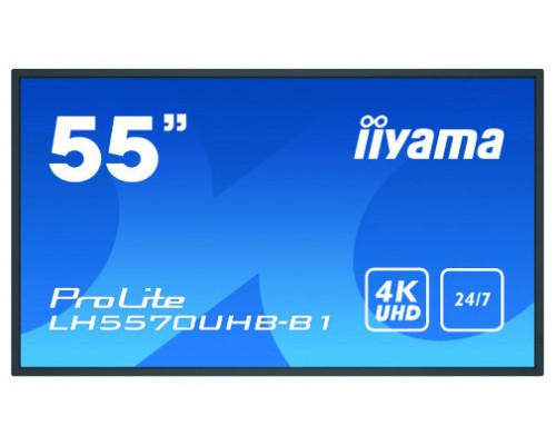 iiyama LH5570UHB-B1 pantalla de señalización Pantalla plana para señalización digital 138,7 cm (54.6") VA 4K Ultra HD Negro Procesador incorporado Android 9.0
